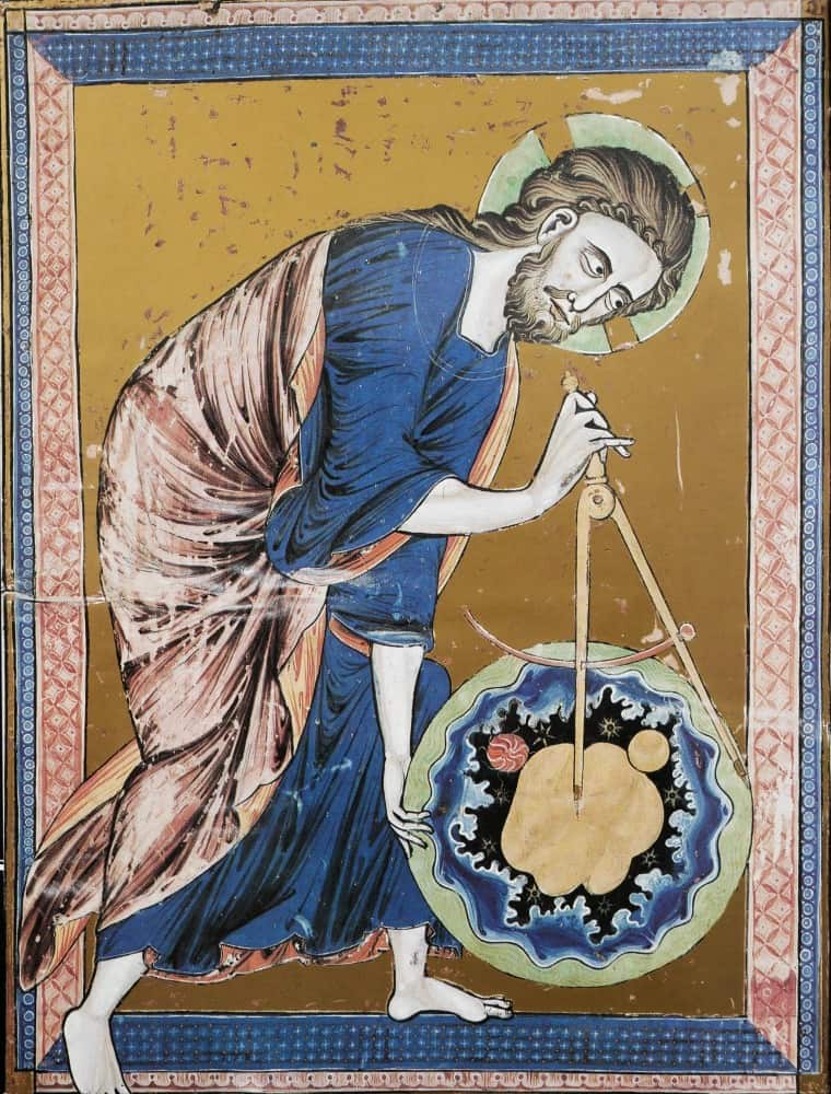 Christ measuring the earth, Bible Moralisee, 14th c.